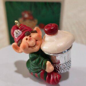 1983 Hallmark Keepsake Ornament Thimble Elf #6 Ice Cream Holiday Christmas NIB